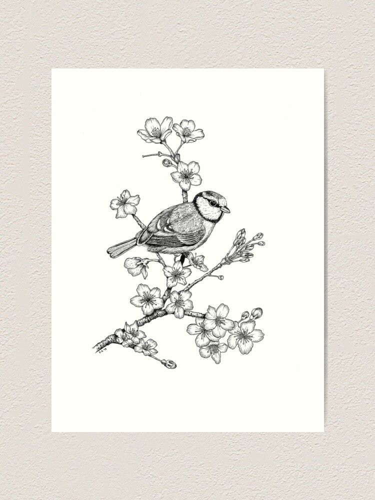 Alternate view of Parus on a Cherry Branch Art Print