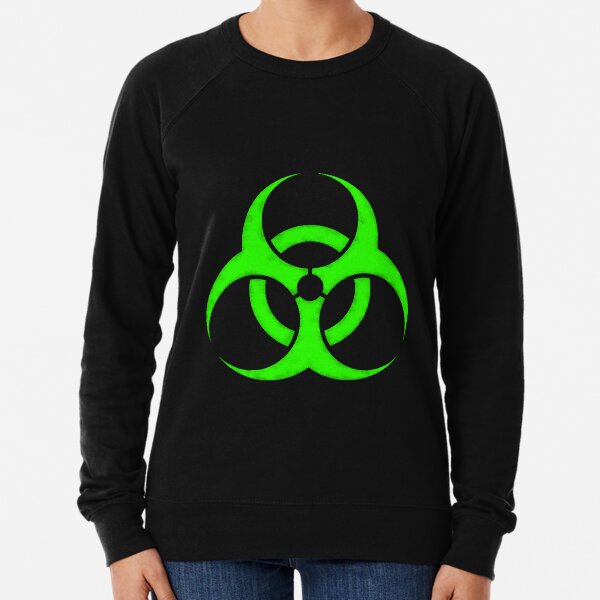 GREEN BIOHAZARD SIGN Lightweight Sweatshirt
