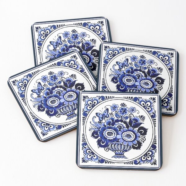 Item preview,  DUTCH BLUE DELFT : Vintage Flowerpot and Butterfly Print designed and sold by posterbobs.