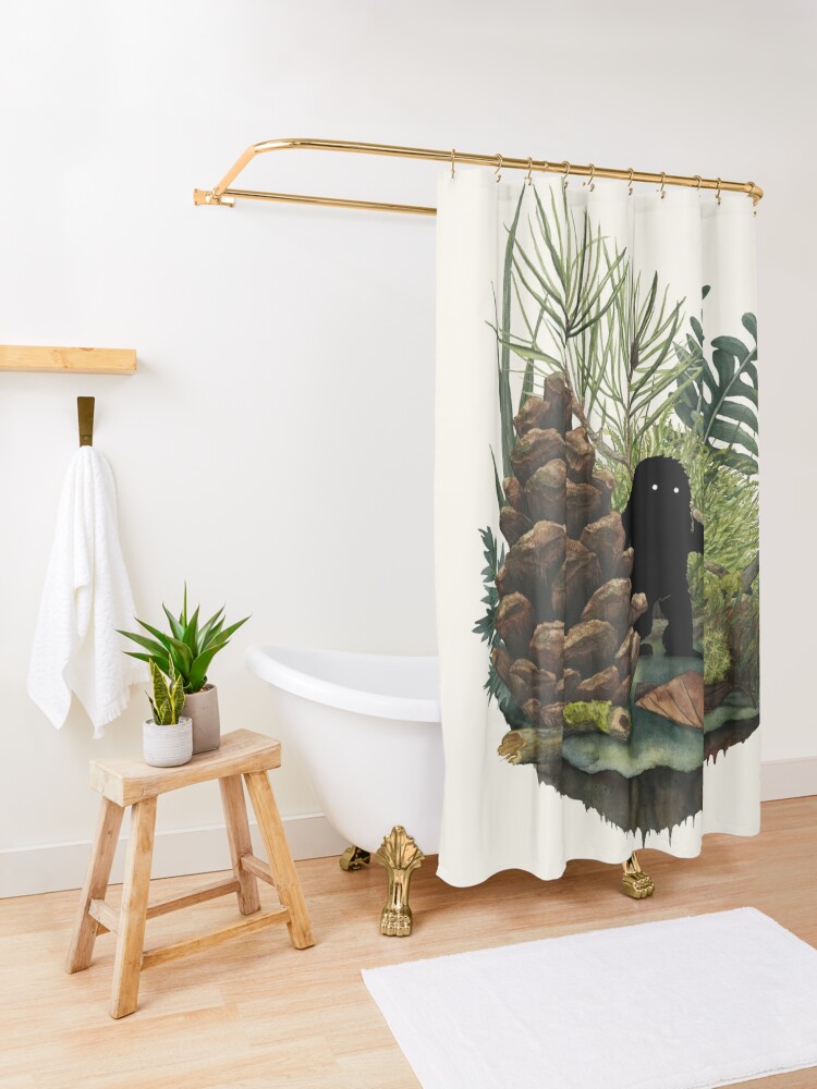 Alternate view of Tiny Sasquatch Shower Curtain