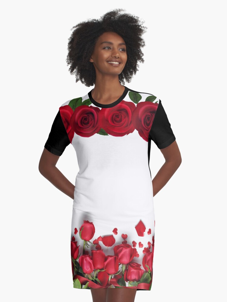 Graphic T-Shirt Dress, 3D Rose designed and sold by alim0355