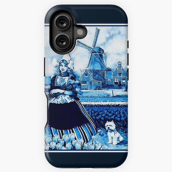 Item preview, DUTCH BLUE DELFT : Vintage Windmill, Young Girl, Dog and tulips Print designed and sold by posterbobs.