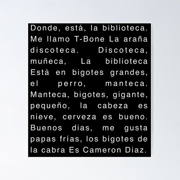 Item preview, Community Spanish Song- Donde está la biblioteca white text designed and sold by Bird-Related.