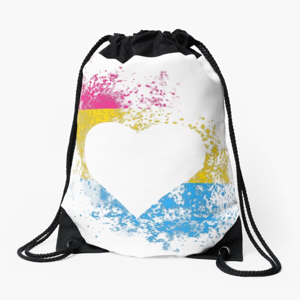 Pansexual Pride Heart Drawstring Bag