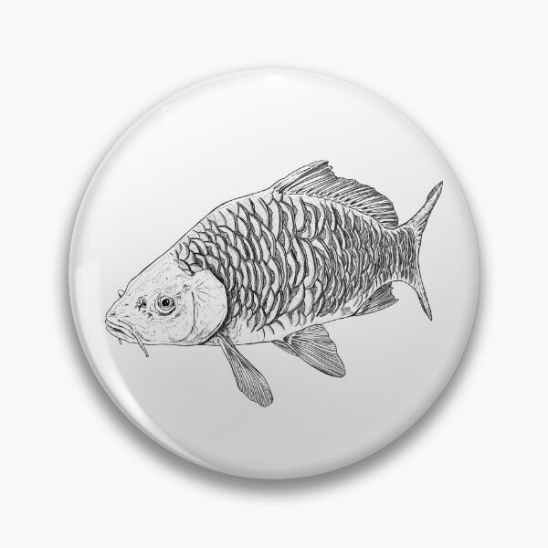 Item preview, carp apple pie Black and white designed and sold by InkFish Art.