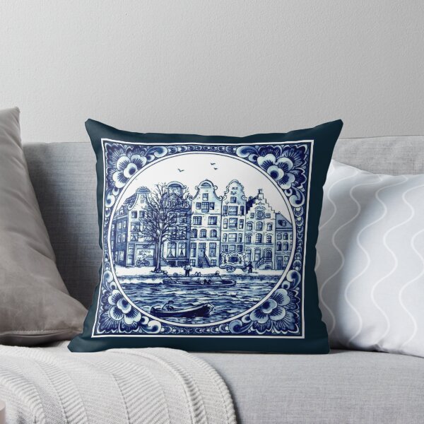 Item preview,  DUTCH BLUE DELFT : Vintage Boats in Canal Amsterdam Print designed and sold by posterbobs.