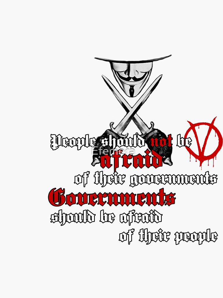 "V for Vendetta GUY FAWKES QUOTE" Sticker by Efemera Redbubble