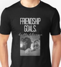 Freundschaftsziele; ButtahBenzo-- Weiß Slim Fit T-Shirt