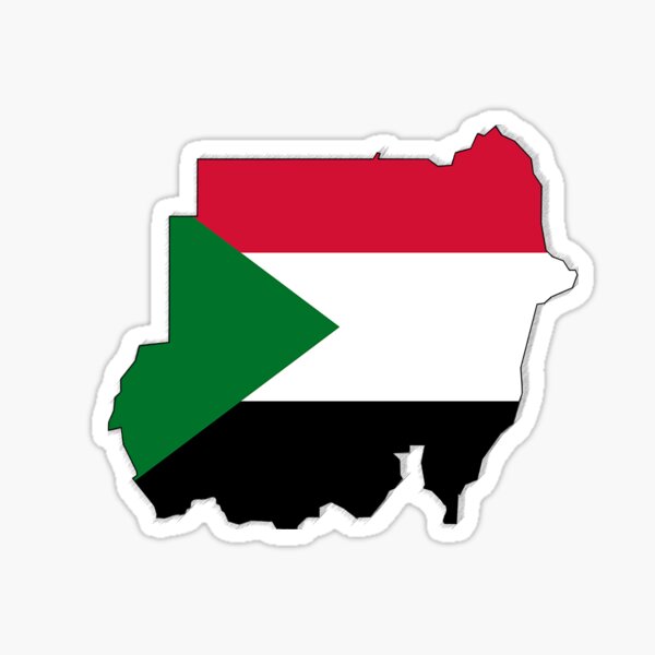 Sudan Map with Sudanese Flag Sticker