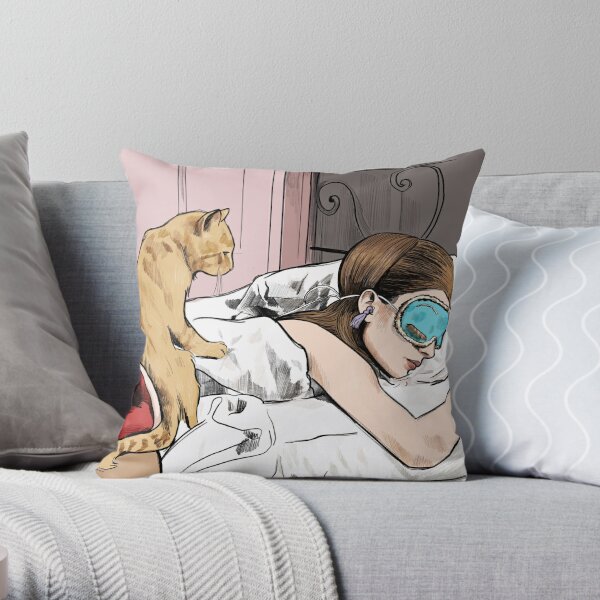 Holly Golightly & the cat with no name - Audrey Hepburn in Breakfast at Tiffany's Throw Pillow