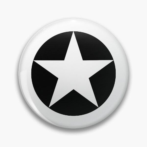 WHITE STAR on BLACK CIRCLE. Pin