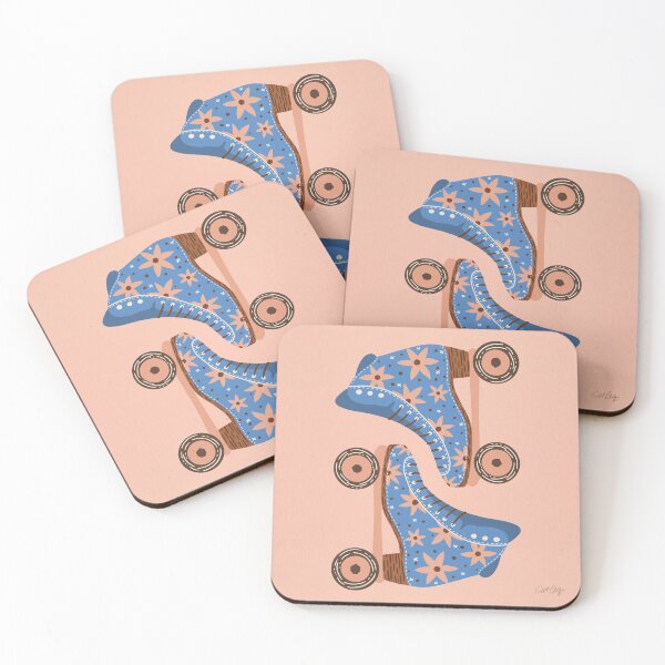 Item preview, Retro Roller Skates – Blue & Peach Palette designed and sold by Cat Coquillette.