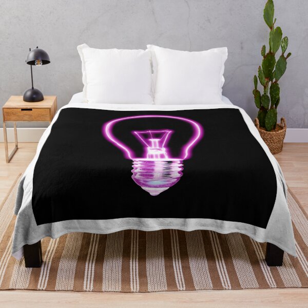 Item preview, Outline of glowing purple Light bulb, on black background designed and sold by Phillip Thornton.