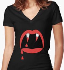HIPSTER : LOVE FANGS Women's Fitted V-Neck T-Shirt