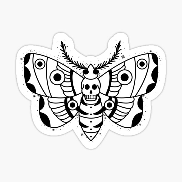 Deathhead Moth STICKER - Insect - Waterproof Art Sticker - Linocut  printmaking — Hannah Guthrie Designs