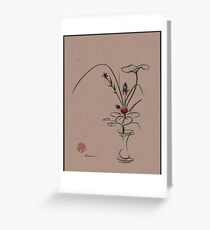 Autumn Chill - Sumi e Ikebana Zen drawing Greeting Card