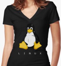LINUX Women's Fitted V-Neck T-Shirt