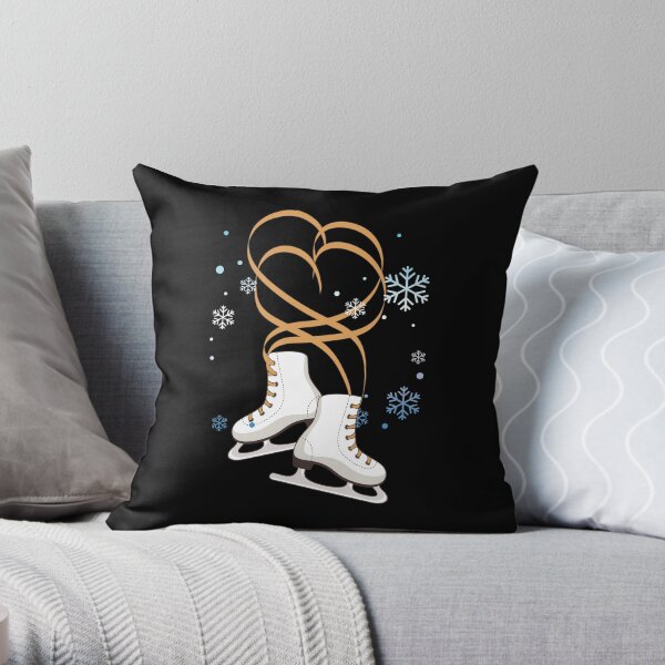 Ice Skating Shoes Heart Lace Winter Sports Gift Throw Pillow