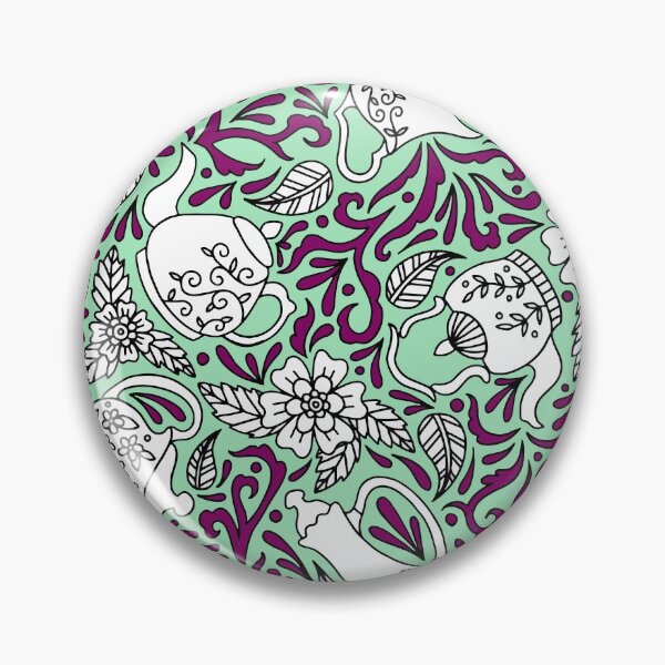 Item preview, Tea Time Mint || Tea Pot || Tea Cup || Tea Party designed and sold by Hilary Leslie.