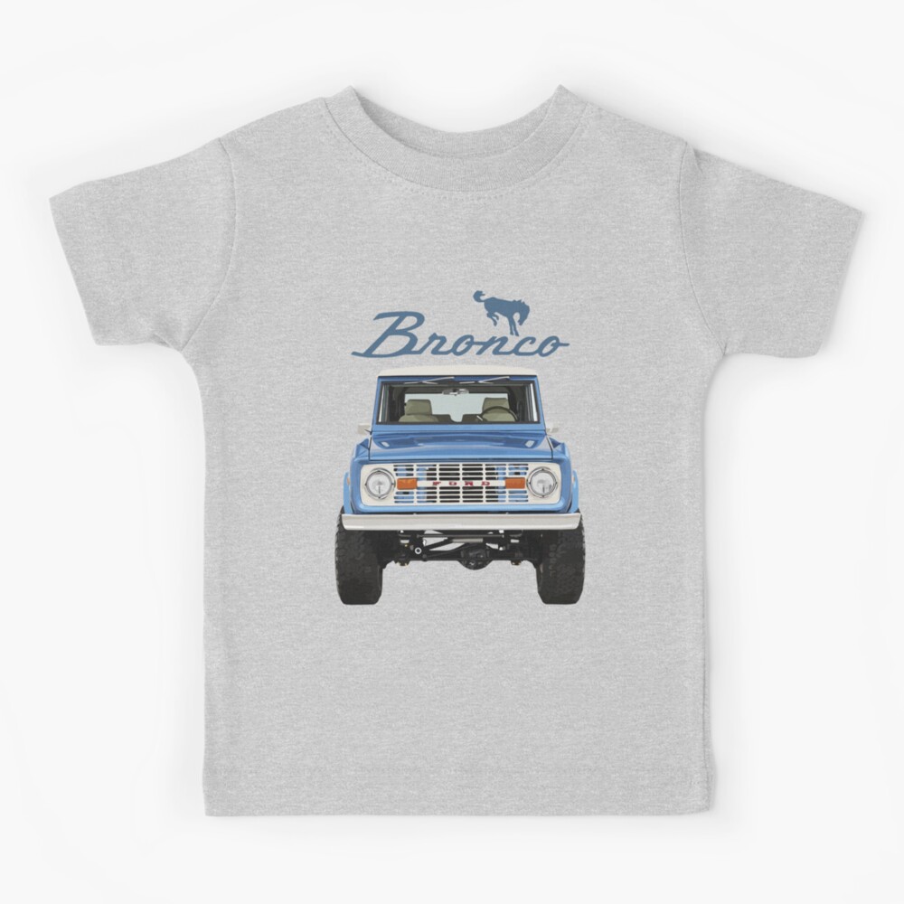 Light Blue T-Shirt - Vintage Ford Bronco Beach Scene w/ Bronco By Ford  Script