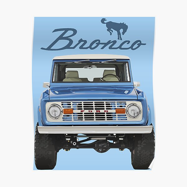 Ford Bronco bleu 1975 Poster