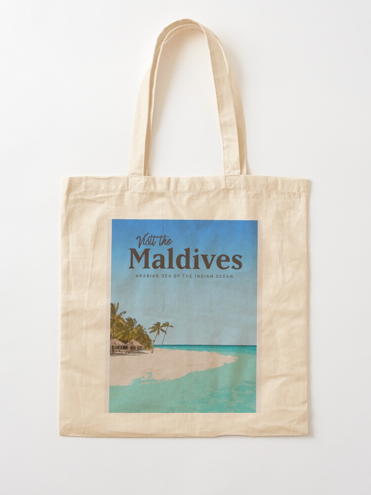ASHLEIGH Beautiful Tropical Maldives Resort With Beach And Blue Sea Unisex  Canvas Tote Canvas Shoulder Bag Resuable Grocery Bags Shopping Bags for  Women Men Kids 