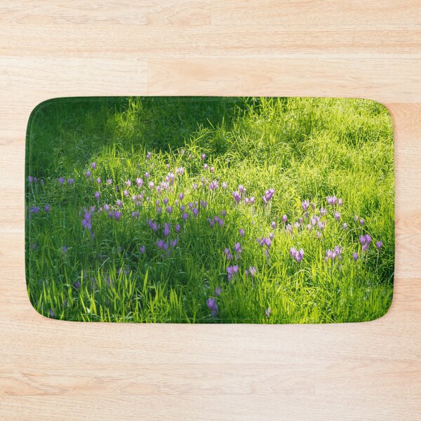 Item preview, Biophilic Crocus Carpet - Delicate Blooms and Grass Blades in the Sunshine designed and sold by Georgia Mizuleva.