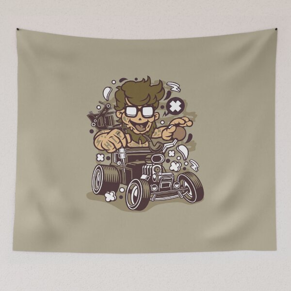 Item preview, Hipster Hot Rod Cartoon Character - fun art design illustration designed and sold by Nickelparis.