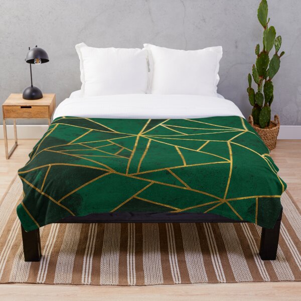 Modern Emerald Green Abstract Geometric Pattern Throw Blanket