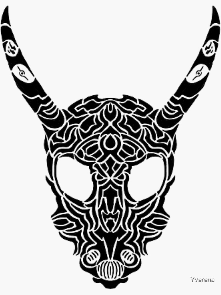 Tribal Skull Outline Sticker For Sale By Yverena Redbubble   Bg,f8f8f8 Flat,750x,075,f Pad,750x1000,f8f8f8 