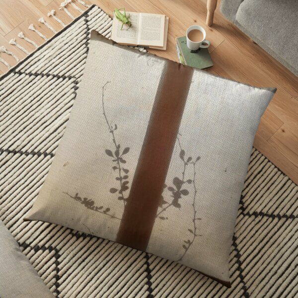 Silhouette of a Spring Flower on Muslin Cloth Floor Pillow