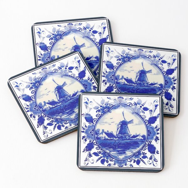 Item preview, DUTCH BLUE DELFT : Vintage Windmill on River Print designed and sold by posterbobs.