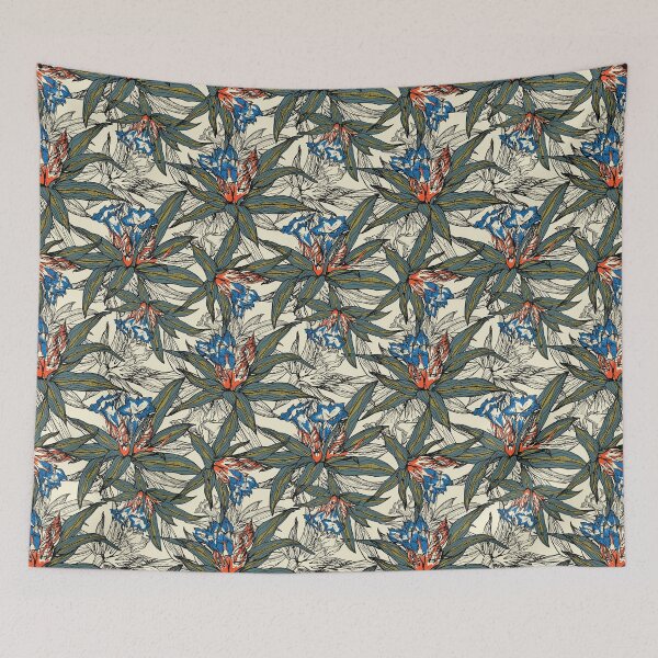 Item preview, Flower Flowers Floral Hand Drawn Khaki Pattern designed and sold by mythandframe.