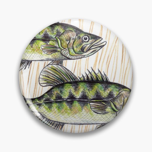 Item preview, Largemouth Bass Fish "The Two Larry's" designed and sold by Michelebuttons.