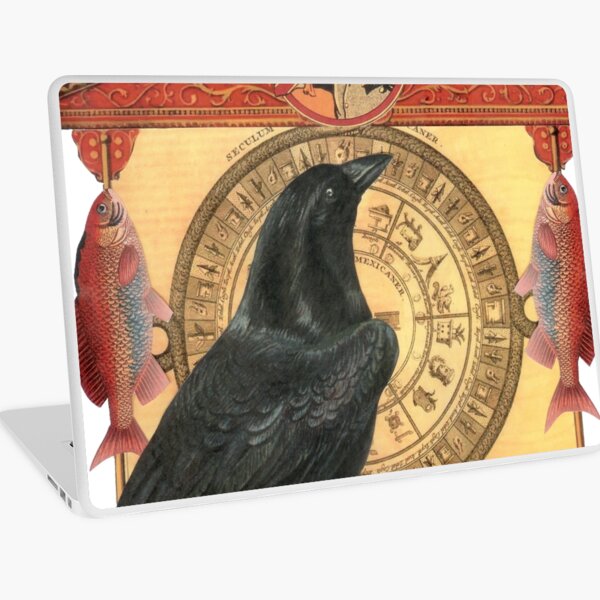 Crow with Goldfish Laptop Skin