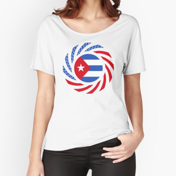 Cuban American Multinational Patriot Flag Series Relaxed Fit T-Shirt