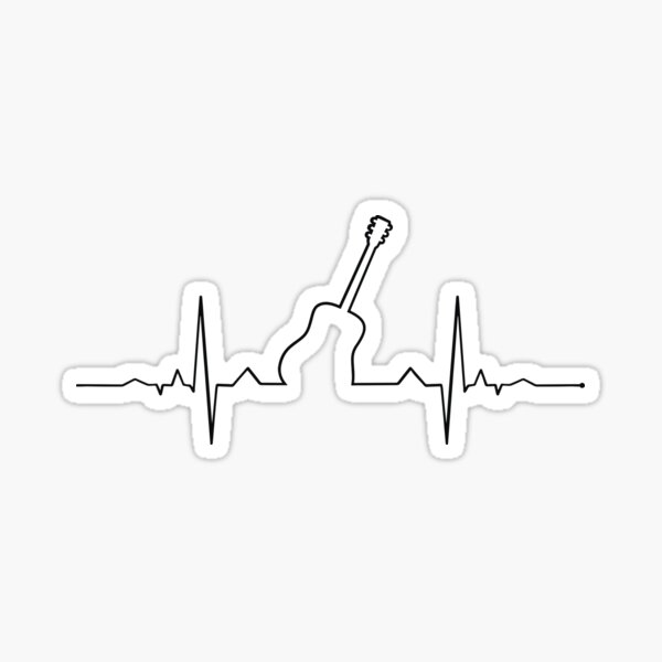 Acoustic Guitar Heartbeat Pulse Sticker