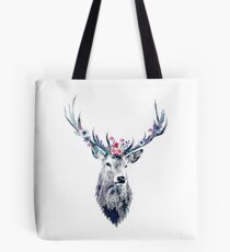 Pointillism (dotty) Deer with flower crown Tote Bag