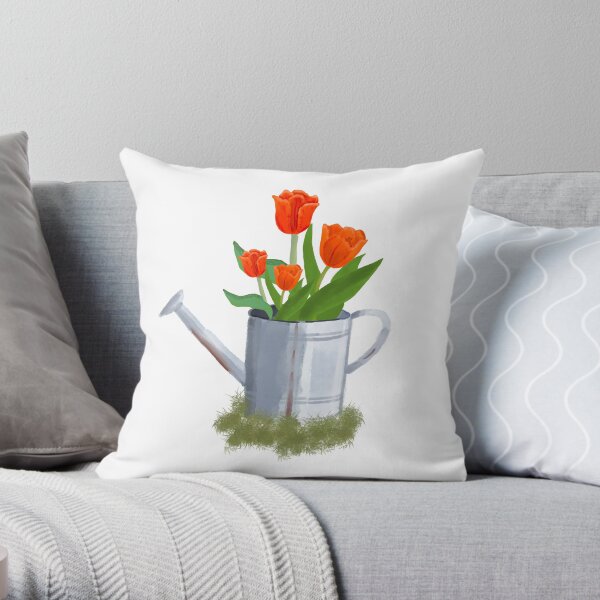 Watering can Vase Throw Pillow