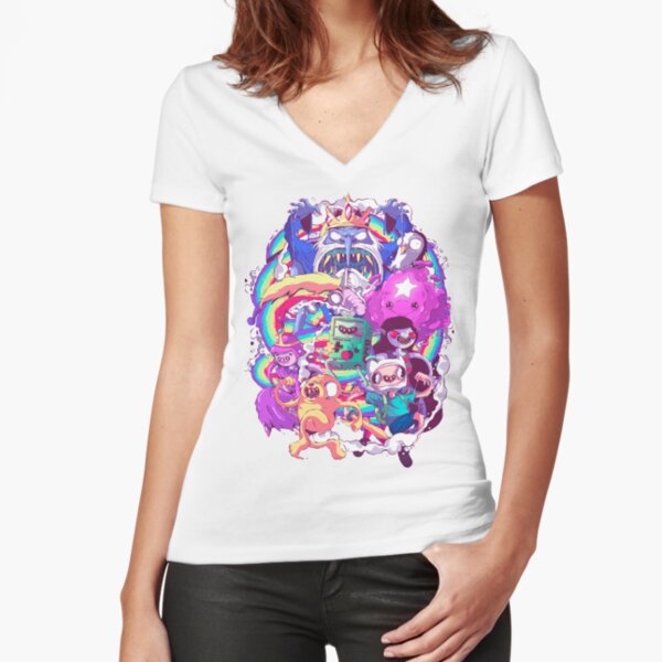 Adventure Time - Liquid Doodle Fitted V-Neck T-Shirt