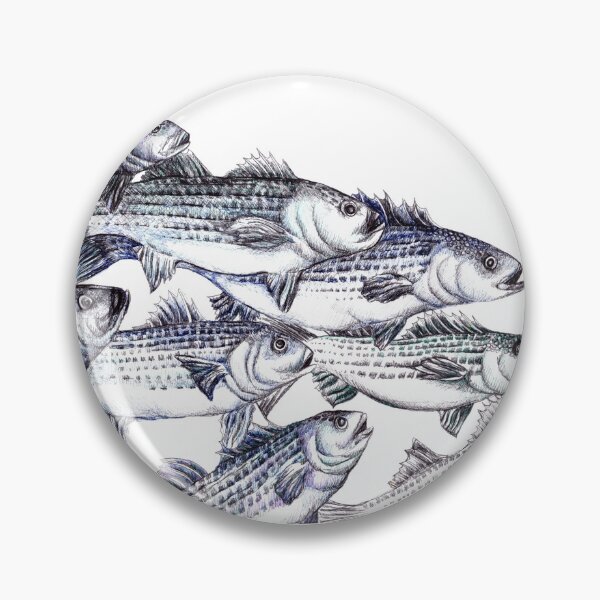 Item preview, "Old School" Striped Bass Ink Drawing  designed and sold by Michelebuttons.