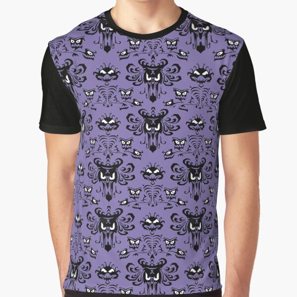 Purple Haunted Mansion Wallpaper Graphic T-Shirt