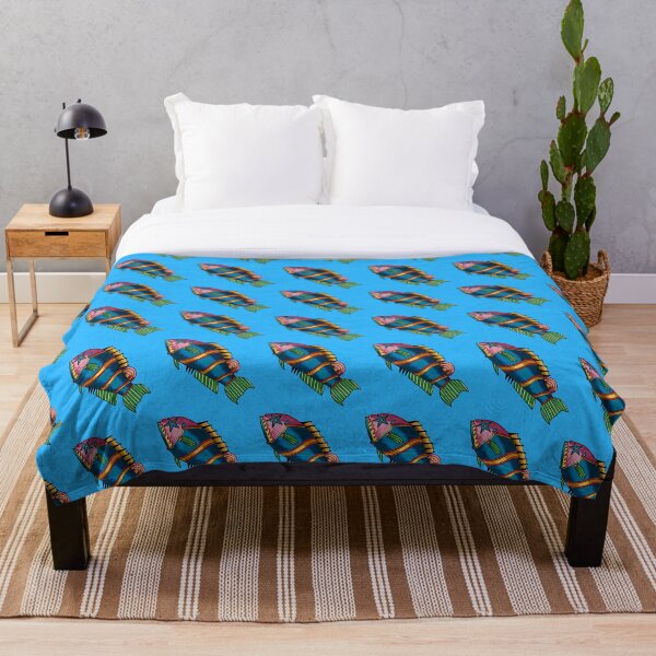 Something's Fishy - Blue Throw Blanket