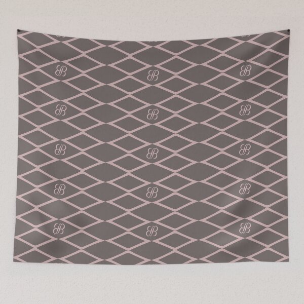 Item preview, BB Logo Diamond Pattern Stone Pink on Cafe Gray  designed and sold by ByJezie.