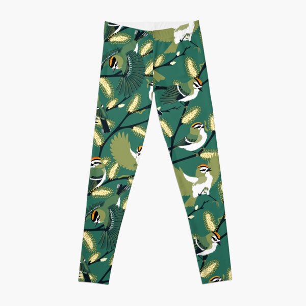 Golden-crowned Kinglets in a Pussy Willow (Greenery) Leggings