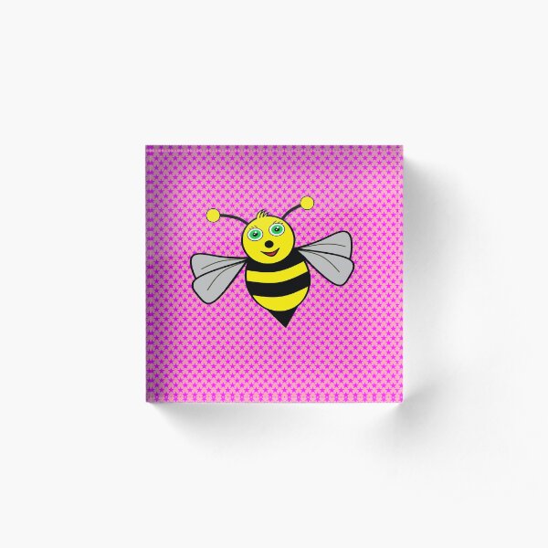 Bee on pink Acrylic Block