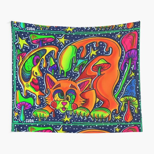 Cat And Moon Tapestry