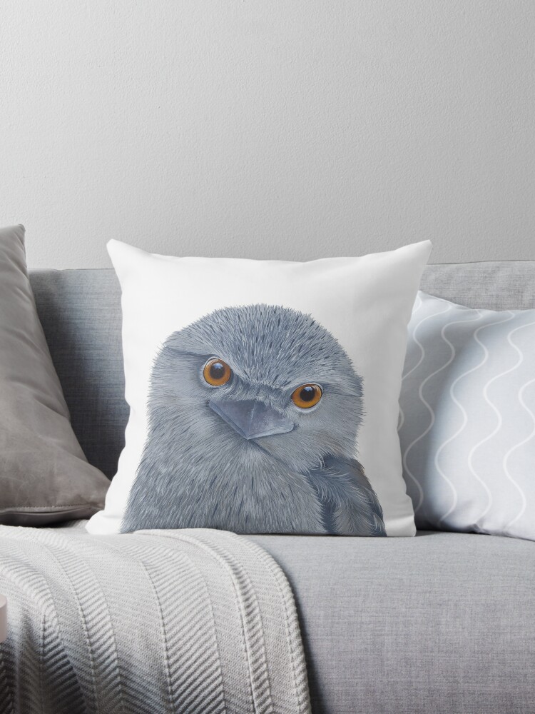 Thumbnail 1 of 3, Throw Pillow, Tawny Frogmouth designed and sold by Nicole Grimm-Hewitt.