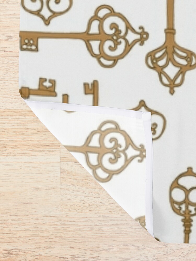 Alternate view of Antique Keys White Gold Shower Curtain