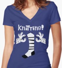 Knitting! Women's Fitted V-Neck T-Shirt